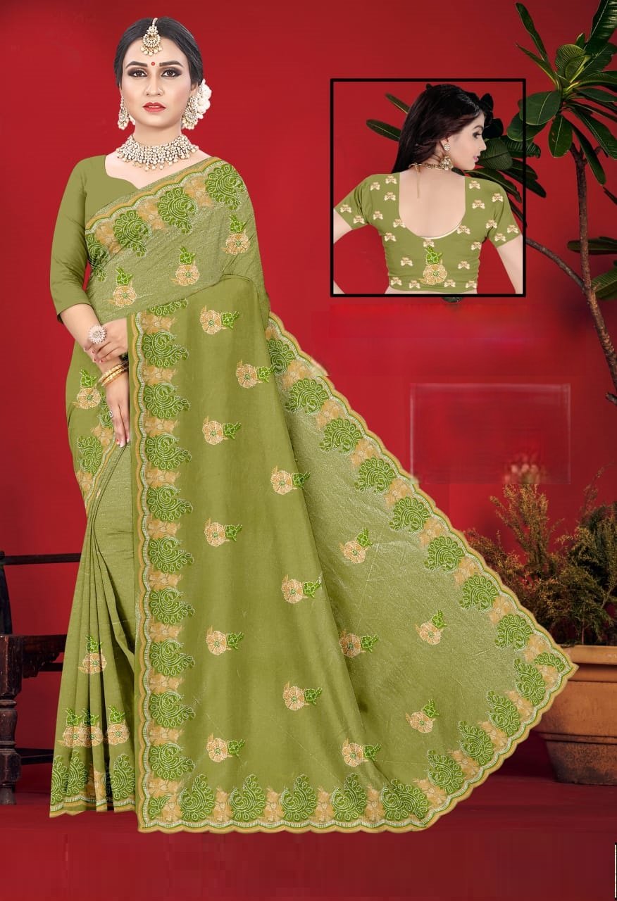 Designer Saree Twill Net Fabric With Siroski #2