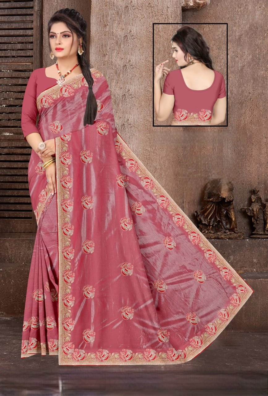 Designer Saree Twill Net Fabric With Siroski #4